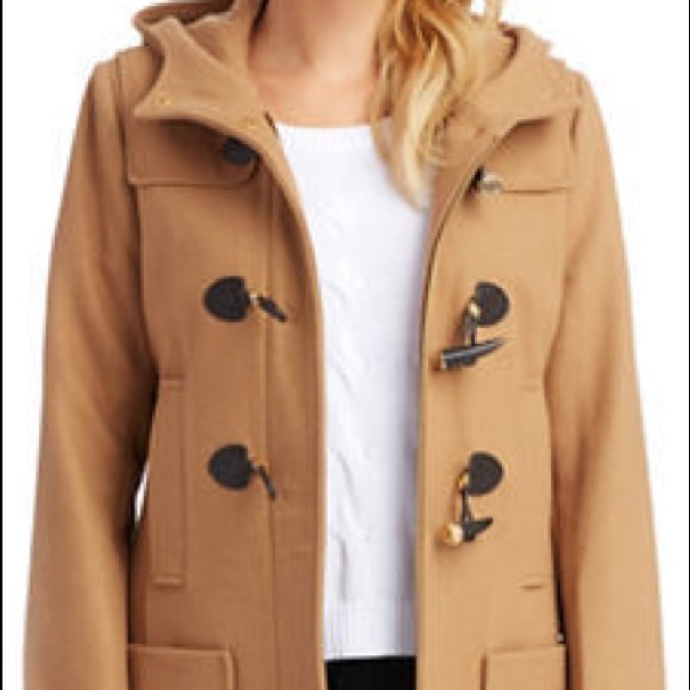 Michael Kors hooded camel toggle coat